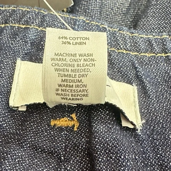 NWT Ann Taylor LOFT Shorts Cotton Linen Blend Blue Chambray Belted Women's 10 - Picture 5 of 6